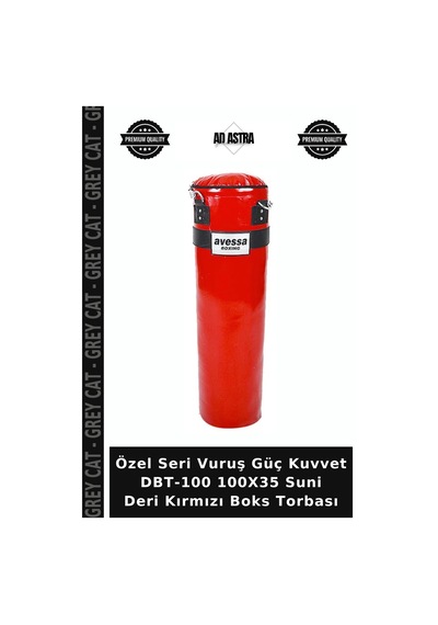 Özel Seri Vuruş Güç Kuvvet Dbt-100 100x35 Suni Deri Kırmızı Boks Torbası