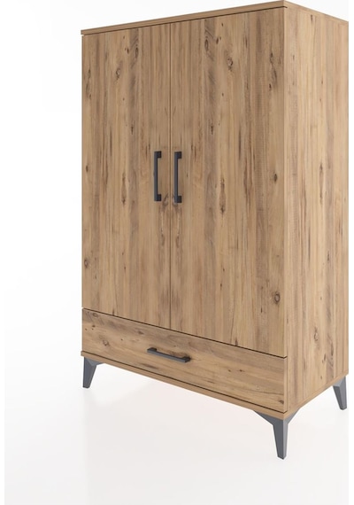 Hyperion Dolap 3 Raflı Tek Çekmeceli 2 Kapaklı 88x44x134 Çam-çam Çam
