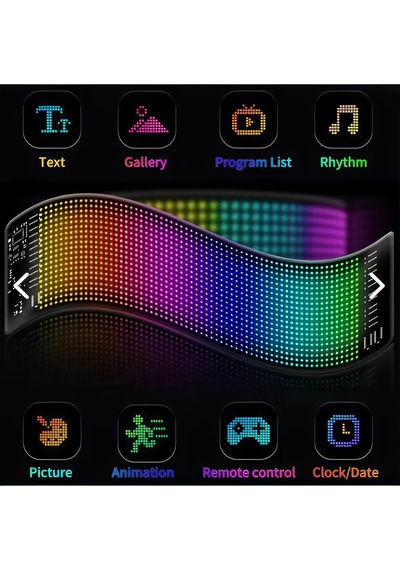 Araç Led Kayan Yazı Emoji Matrix Panel Kişiselleştirilebilir Tele