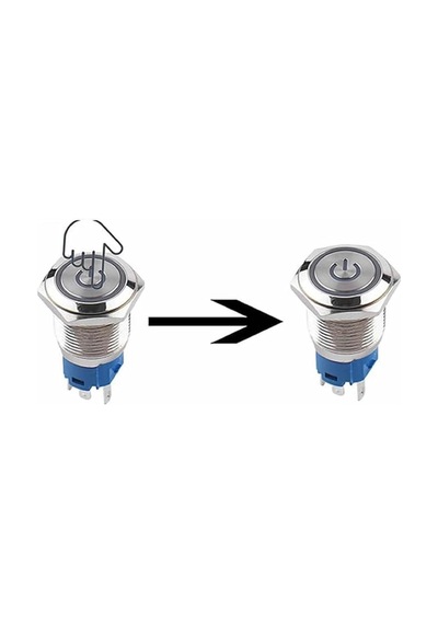 Alkatronik 16mm Ledli Kablolu Push Tip Metal Button 12v 16mm 1no 1nc Spdt On Off Su Geçirmez Paslanmaz Çelik