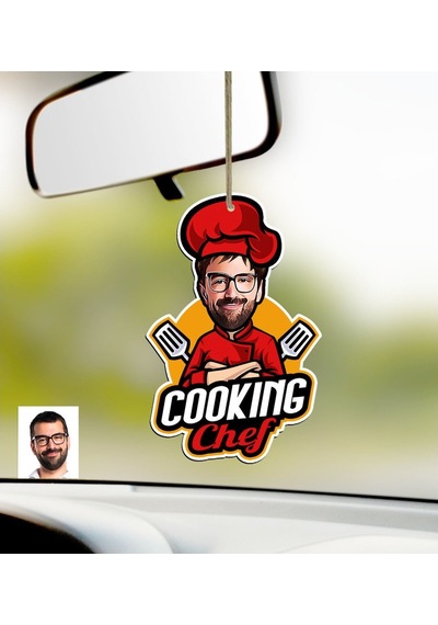 Kişiye Özel Bay Chef Karikatürlü Ahşap Araba Dikiz Ayna Süsü-11