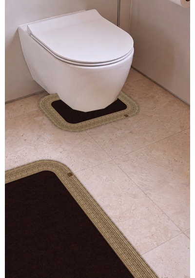 Banyo Paspası Takımı 70x110+50x70 Cm Düz Acı Kahve & Hasır