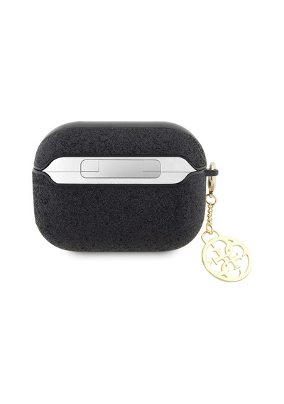 Apple Uyumlu AirPods Pro 2 Kılıf Guess Glitter 4g Charm Exclusive Tasarım Siyah