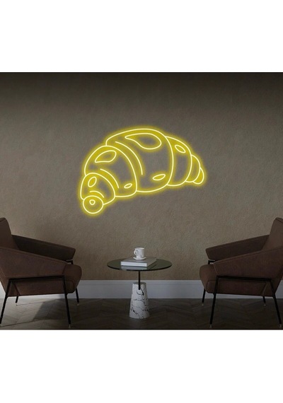 Kruvasan Şekilli Neon Tabela Sarı