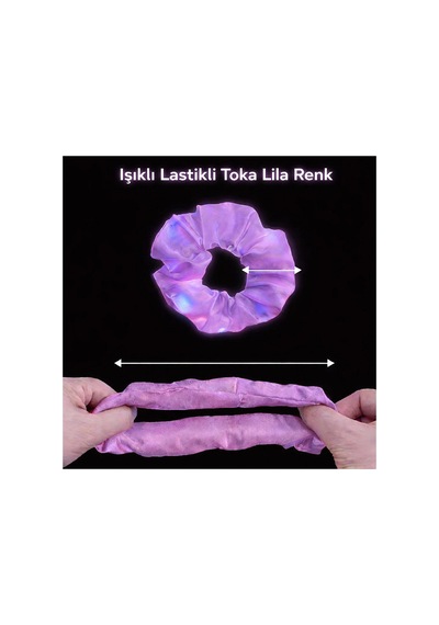 Lila Mor Renk Led Işıklı Lastikli Saç Tokası - 3 Modlu Festival Parti Saç Tokası - Parti Taçları 0 - 99