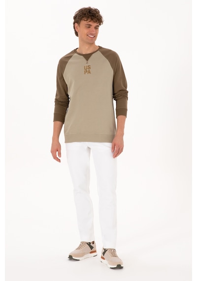 U.S. Polo Assn. Erkek Bisiklet Yaka Regular Fit Haki İnce Sweatshirt 50315420-VR027