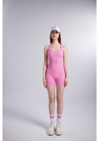 Holly Lolly Fitilli Kumaş Şortlu Zoe Tulum Pembe