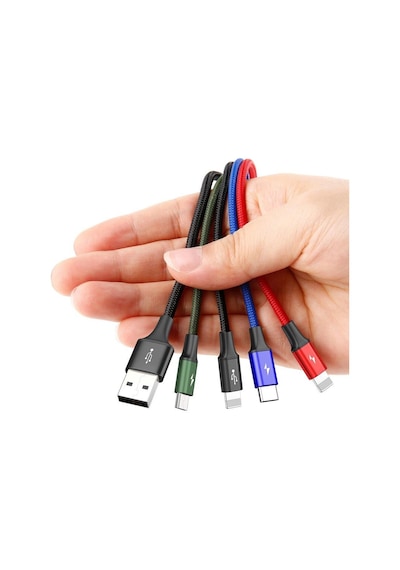 Baseus Fast 4in1 3.5a Hızlı Şarj Kablosu Usb-a Usb-c Lightning Micro Usb Çoklu Şarj Kablosu 1.2m Siyah