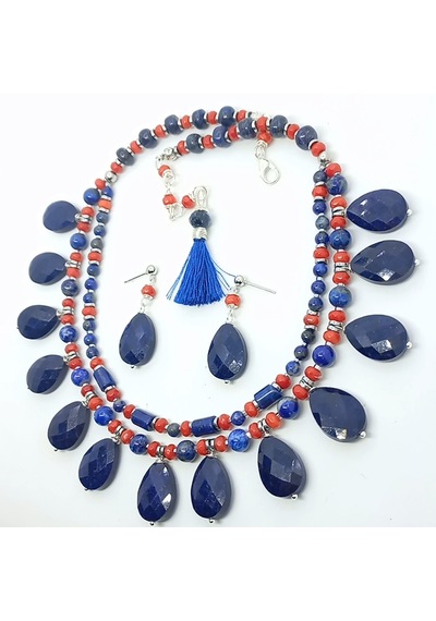 Sibelce 2253 Lapislazuli El Yapımı Küpe Lacivert