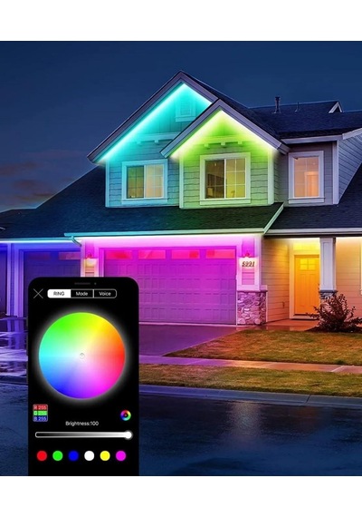 10m Rgb Şerit Led - Kumanda Ve Mobil App- Su Geçirmez - Ses Efekt
