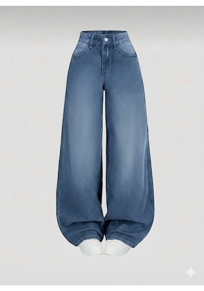 St.poll Baggy Jeans Pantolon Mavi