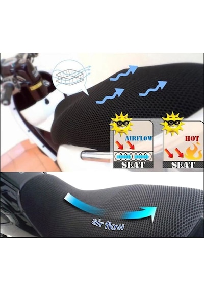 Tüm Motorlar İçin 3D Çift Katlı Fileli Motosiklet Sele Kılıfı 6 MM