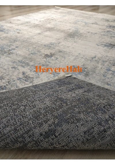 Lagos Lgs 09 Cream Blue Hav Toz Vermez Modern Makine Halısı