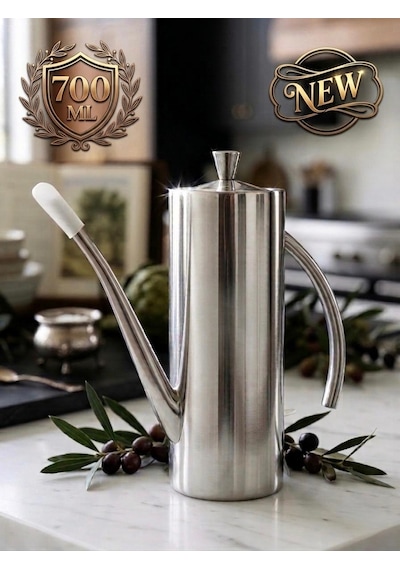 304 Lüks Paslanmaz Çelik Yağdanlık-demlik 700 Ml ,ateşe Uygun & Şık Sofra & Mutfak Kullanımı