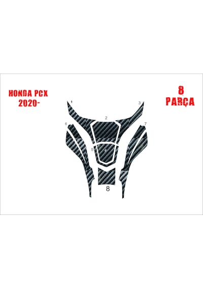 Honda Pcx 2021-2024 Tank Pad Ve Grenaj Kaplama 8 Parça Siyah 14193988