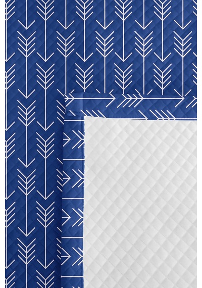 Mavi Geometrik Ok Desenli Genç Odası Tek Kişilik Pike Takımı-modern 160x220 Cm Kapitone Yatak Örtüsü Mumlu Kahve Yumuşaklığı