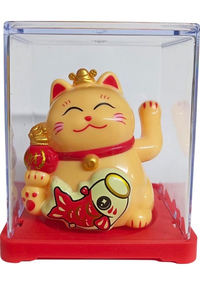 Maneki Neko El Sallayan Mini Şans Kedisi Krem Solar Güneş Enerjili 5x5cm F11krm11