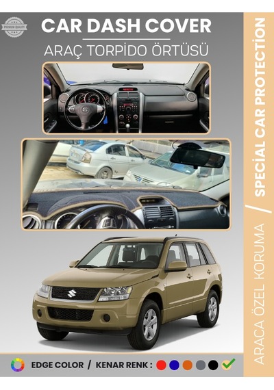 Suzukı Grand Vitara 2006-2012 Torpido Örtüsü Panel Torpido Koruma Tam Uyum Uv Koruma Hızlı Montaj - 743 Stiloto
