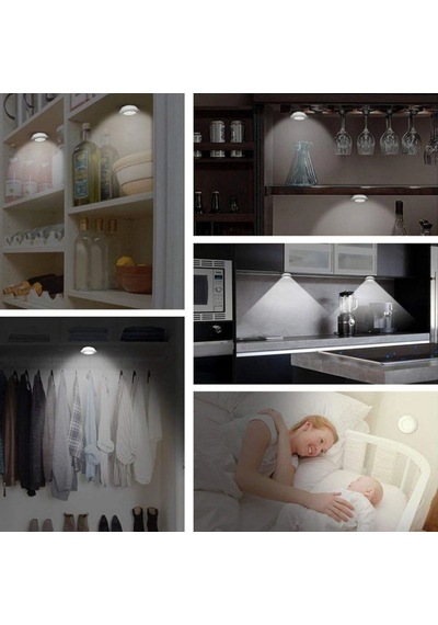 Led Spot Lambalar 3 Parça Uzaktan Kumandalı Pil İle Çalışan Kendinden Yapışkanlı Kablosuz .