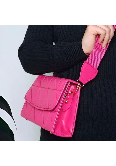 Kapitone Deri Tek Göz Askılı El Omuz Kadın Çantası Pembe Al3847 Pembe