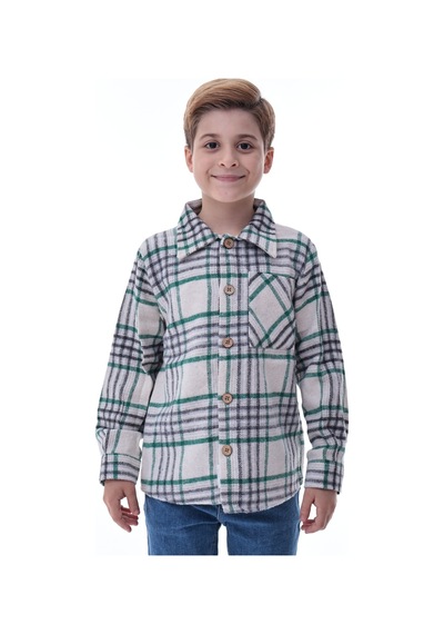 Ekose Desenli Erkek Çocuk Oduncu Gömlek Rahat Kalıp Düğmeli Çok Renkli