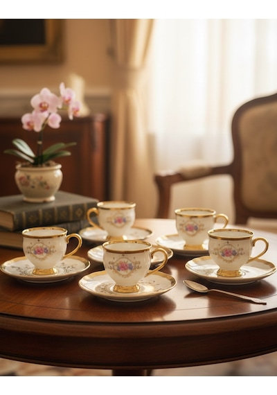 Paçi Home Fleur Yaldızlı 6 Kişilik Fincan Takımı P/por-102094 Çok Renkli