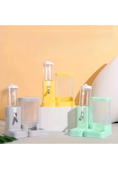 Özel Üretim Besleme Seti Kemirgen Hamster Mama Ve Su Kabı - 2'si 1 Arada - 80 Ml Su Haznesi