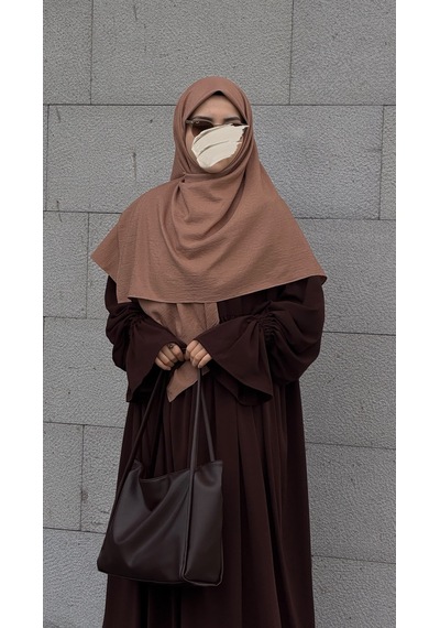Qalortex Scarf Premium Jakarlı Hüma Büyük Boy Eşarp -vizon