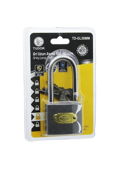 Tudor Td-gl50mm Vakumlu 50mm Gri Uzun Kancalı Asma Kilit- 12'li Paket Diğer