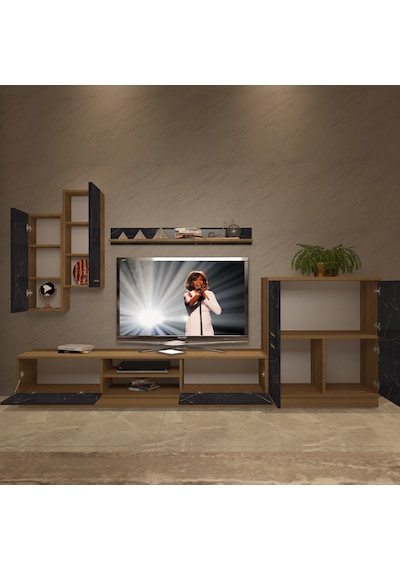 Decoraktiv Eko 6b Mdf Dvd Tv Ünitesi Tv Sehpası - Pera Siyah Mermer Safir Meşe - Royal Mermer Decoraktiv Eko 6b Mdf Dvd Tv Ünitesi Tv Sehpası - Pera Siyah Mermer Safir Meşe - Royal Mermer