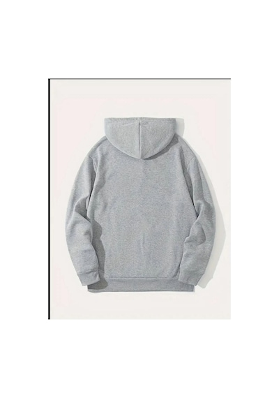 Medinenur Newyork Baskılı Cepli Kapüşonlu Sweatshirt Gri