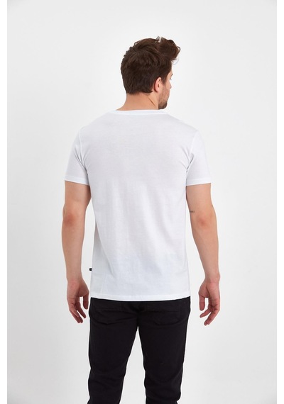 Erkek Compact Penye V Yaka T-shirt Beyaz