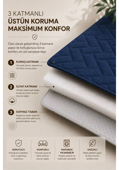 Kaymaz Taban Kapitone Koltuk Örtüsü Çekyat Koruyucu 70x190 Cm Lacivert