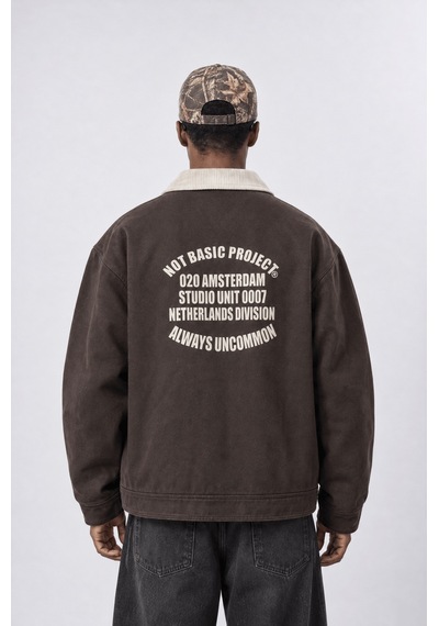 Respire Erkek Not Basic Project Baskılı Oversize Ceket Kahve