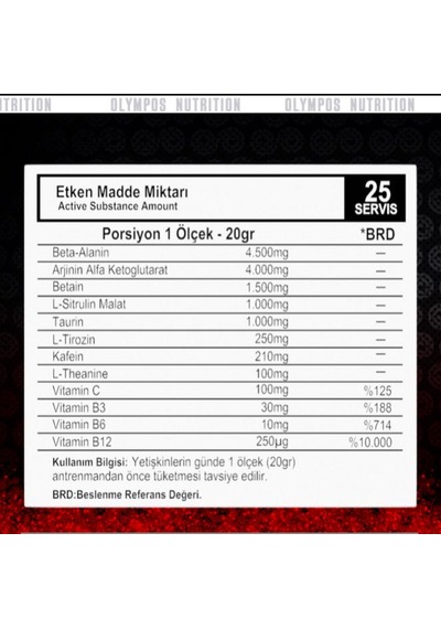 Blood Of Hercules Pre Workout 500gr 25 Servis Kan Portakalı