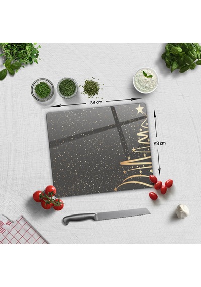 Decorita Cam Kesme Tahtası|Yeni Yıl Füme|29cm x 34cm