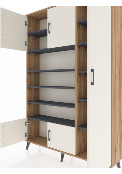 Arges Dolap 11 Raflı 5 Kapaklı 132x30x195 Çam-aytaşı/antrasit Çam