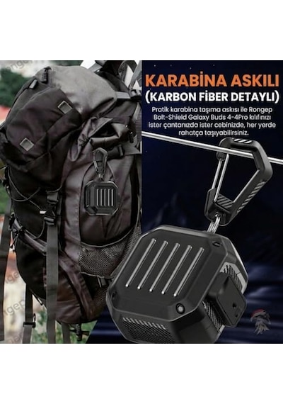 Galaxy Buds4 Pro/buds 4 İçin Kılıf Güvenlik Kilit Tasarımlı Tam Koruma Sağlayan Galaxy Buds4 Kulaklık Kılıfı Karbon Fiber Detaylı Buds 4 Pro Kılıfı Siyah