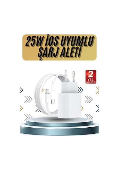 15/pro/pro İos Uyumlu Hızlı Aleti Adaptörlü Beyaz