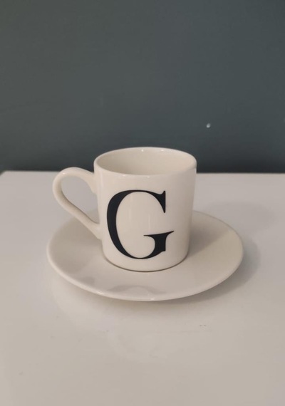 Decorıum Kum G Harfli Kahve Fincanı Beyaz