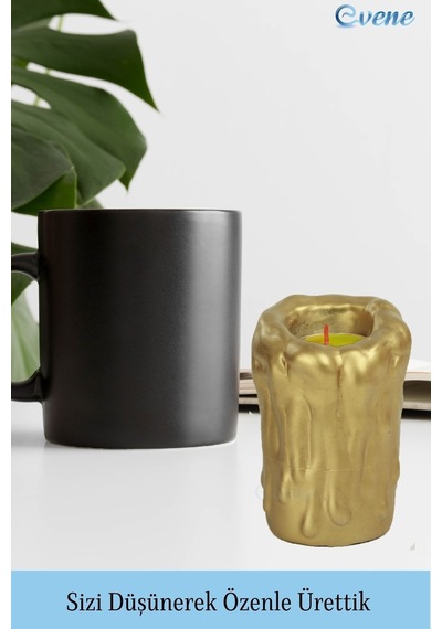Mumluk Şamdan Tealight Mum Uyumlu Büyük Erimiş Mum Model - Altın