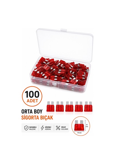 10 Amper Orta Boy Bıçak Sigorta 100 Adet Ağır Vasıta Universal