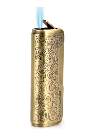 Conquistador Tek Torch Pürmüz Gold İşlemeli Metal Puro Çakmağı Cnq-031