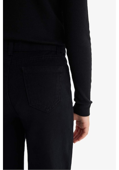 Defacto Kız Çocuk Straight Fit Geniş Bol Paça Cepli Pamuklu Okul Pantolonu C9471a825aubk27 Siyah