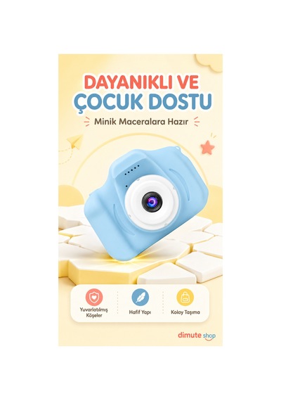 Renkli Çocuk Kamerası Taşınabilir Mini Dijital Fotoğraf Makinesi Hediyelik Çocuk Kamerası Mavi - 744100309