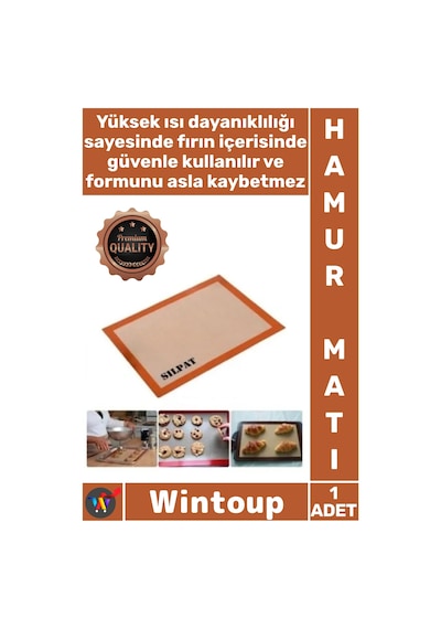 Mat 40x30 Cm Profesyonel Fırın Hamur Açma Gereçleri Silikon Silpat Yanmaz Yapışmaz Şık Pişirme Matı