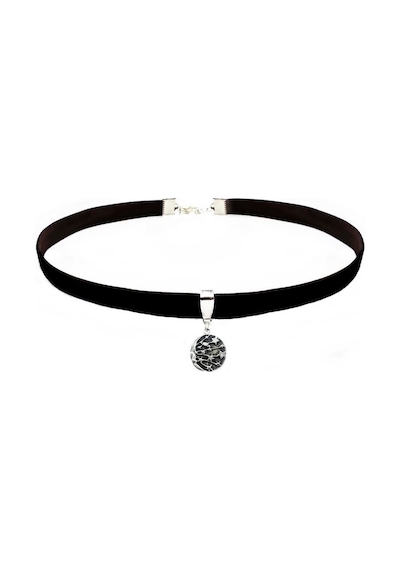 Siyah Renk Kadife Galaksi Choker Kolye Altın