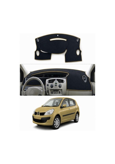 Renault - Scenic 2 2003-2009 Uyumlu Torpido Koruma Kılıfı - Taba Şeritli