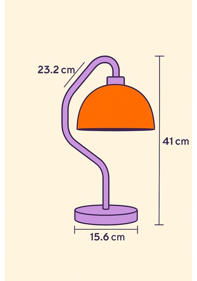 Curvelila Metal Masa Lambası E27 Duy Ofis & Çalışma Masası Lambası Turuncu