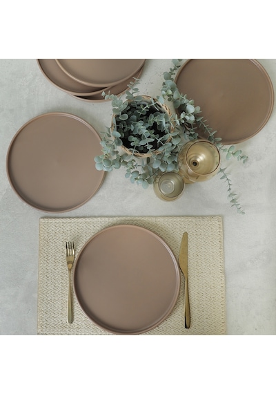 Mat Toprak Taupe Stackable Servis Tabağı 27 Cm 6 Adet 977